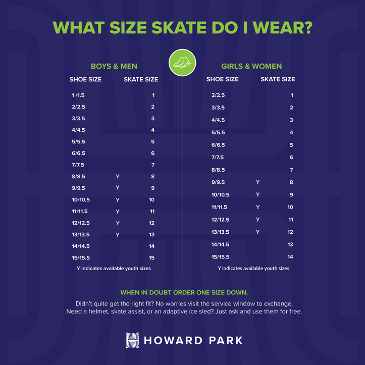 Howard Park Skate Size Chart